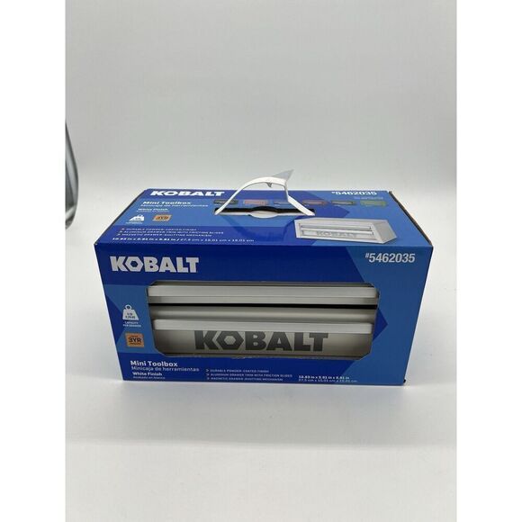 KOBALT Mini STEEL Tool Box w/ 2 Magnetic Drawers + LIFT-UP Lid, WHITE, NEW IOP - Picture 1 of 4